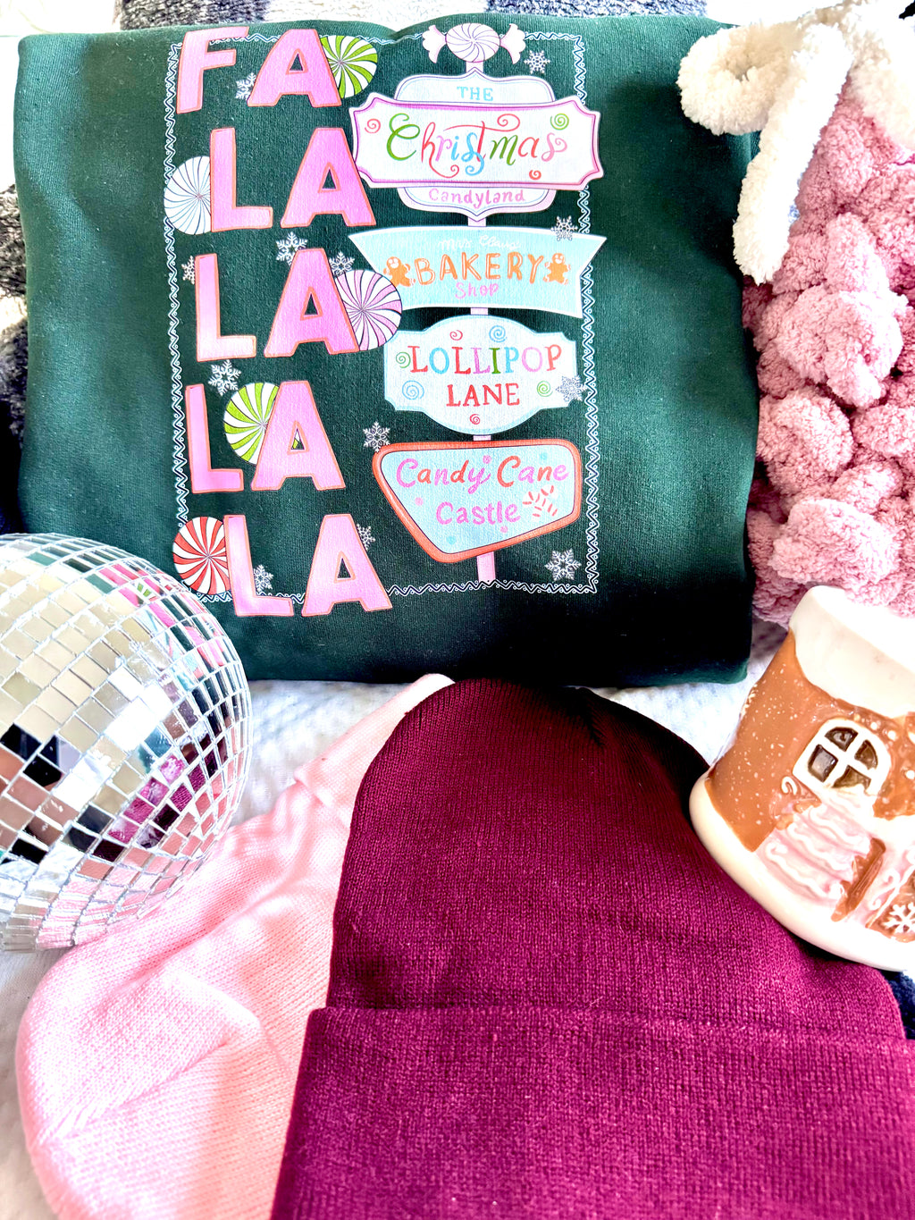 FA LA LA LA Crewneck / Sweater - Forest Green