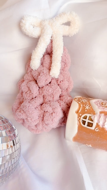 Hand knitted Chunky Christmas Tree with Bow