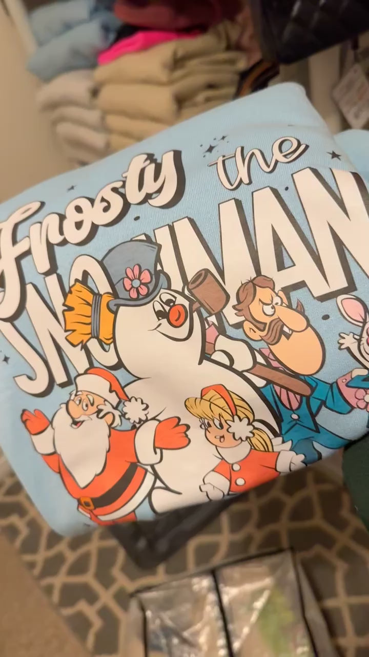 Frosty snowman crewneck - baby blue