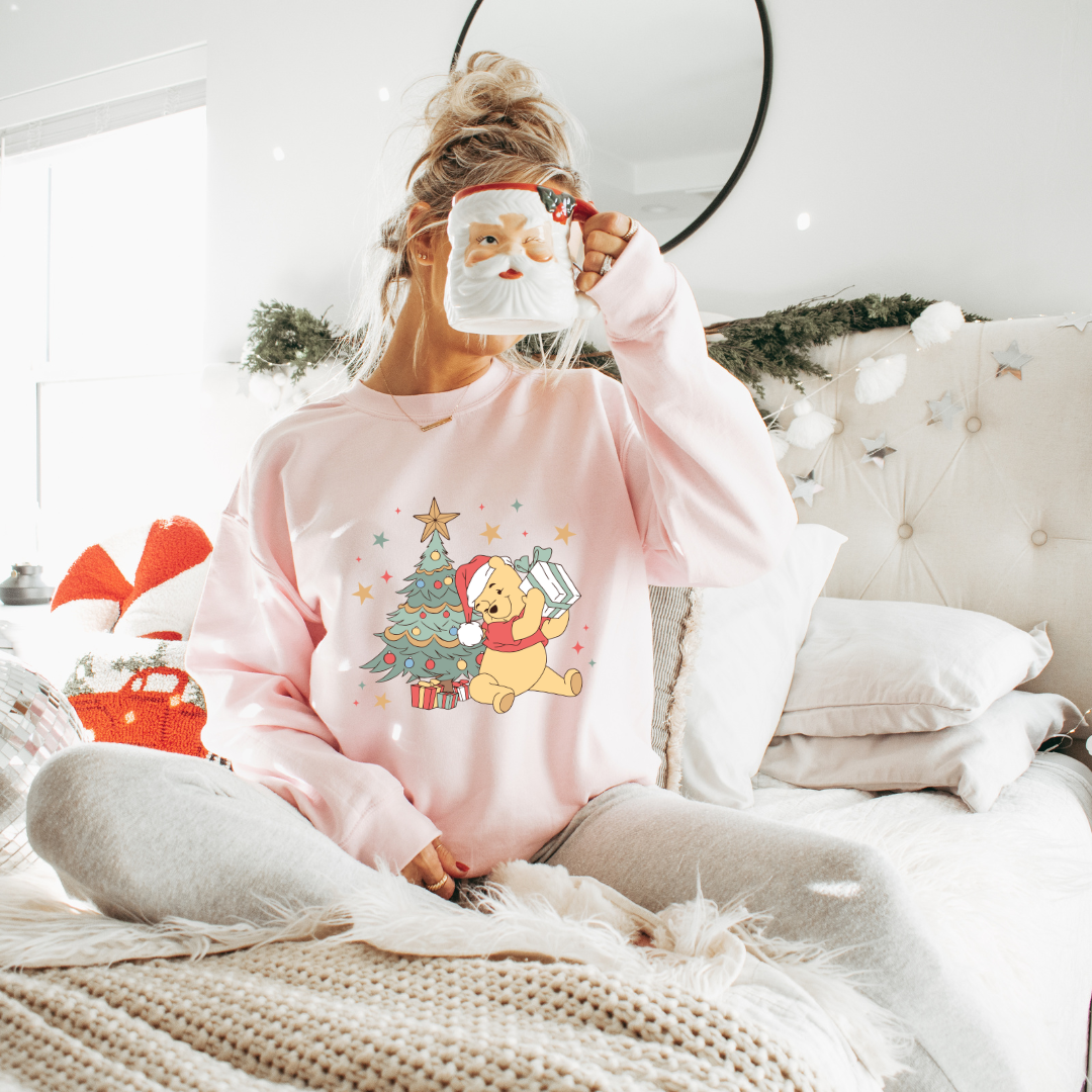 Christmas P o o h Bear Crewneck