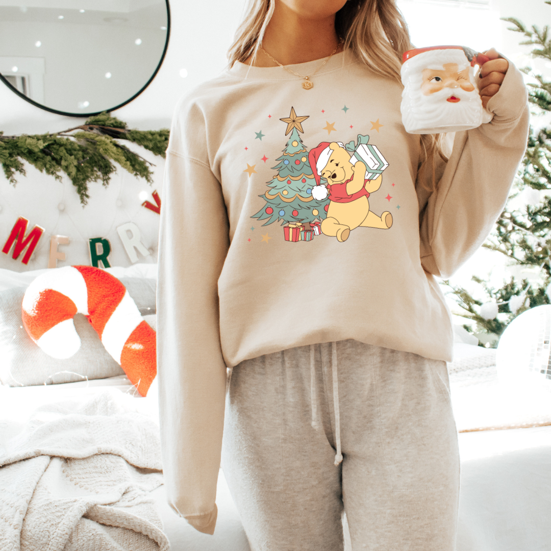Christmas P o o h Bear Crewneck
